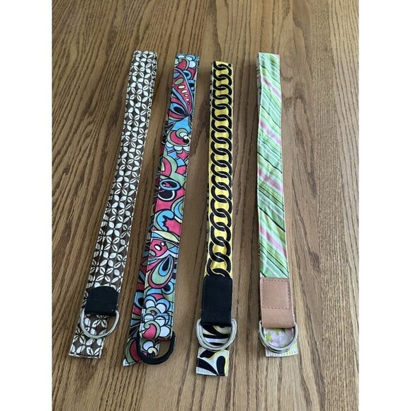 Vintage Lot Of 4 Colorful Reversible Ribbon Belt 2 Reversible Preppy Geometric main image 6